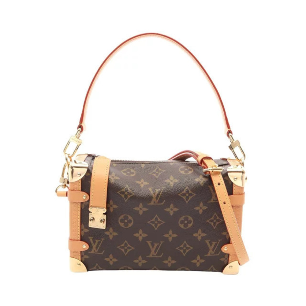 Louis Vuitton Side Trunk Handbag Canvas Leather Monogram Brown